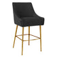 Beatrix Pleated Black Velvet Bar Stool