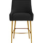 Beatrix Pleated Black Velvet Bar Stool