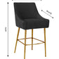 Beatrix Pleated Black Velvet Bar Stool