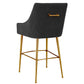 Beatrix Pleated Black Velvet Counter Stool