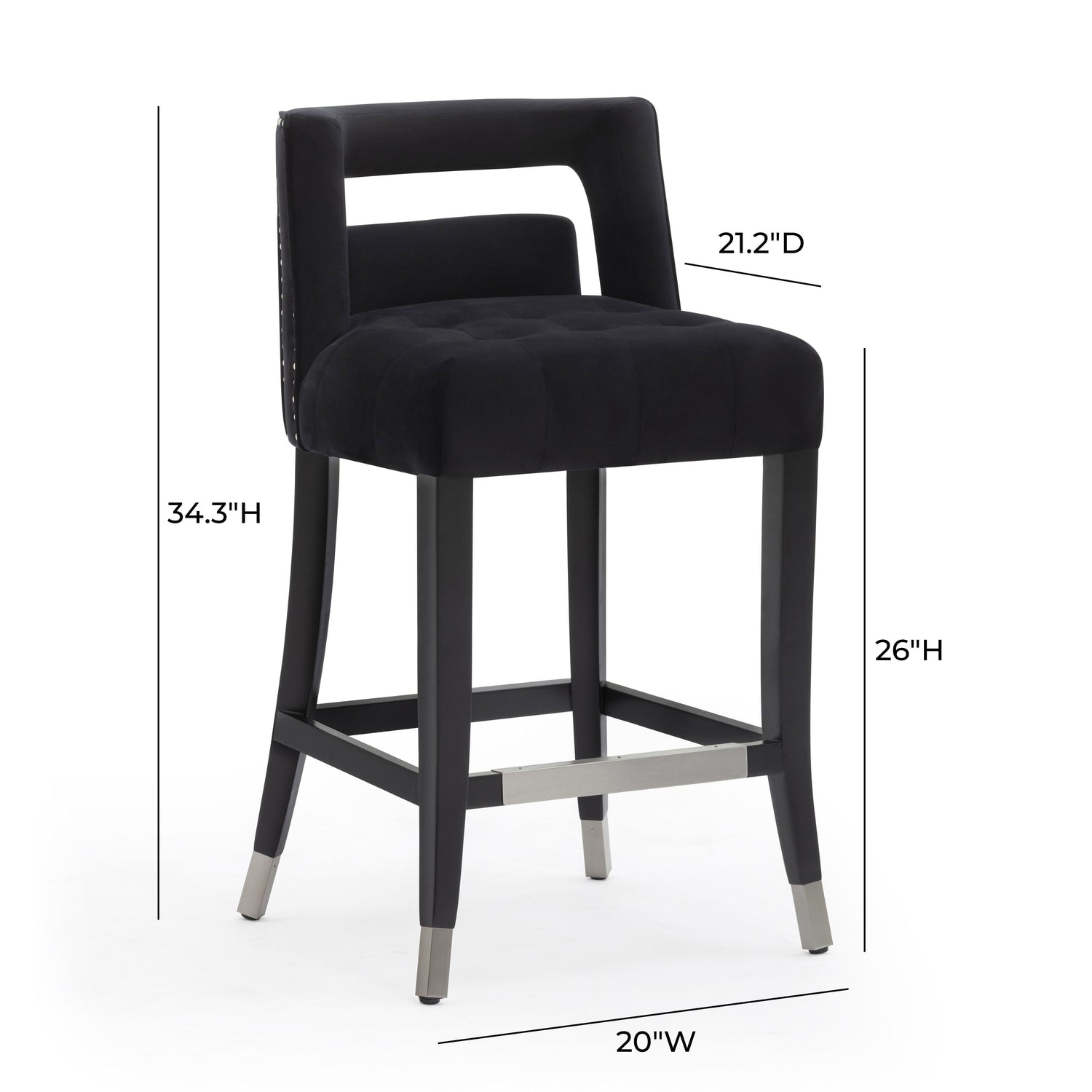 Hart Black Velvet Counter Stool