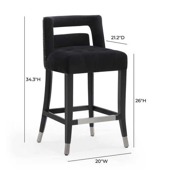 Hart Black Velvet Counter Stool