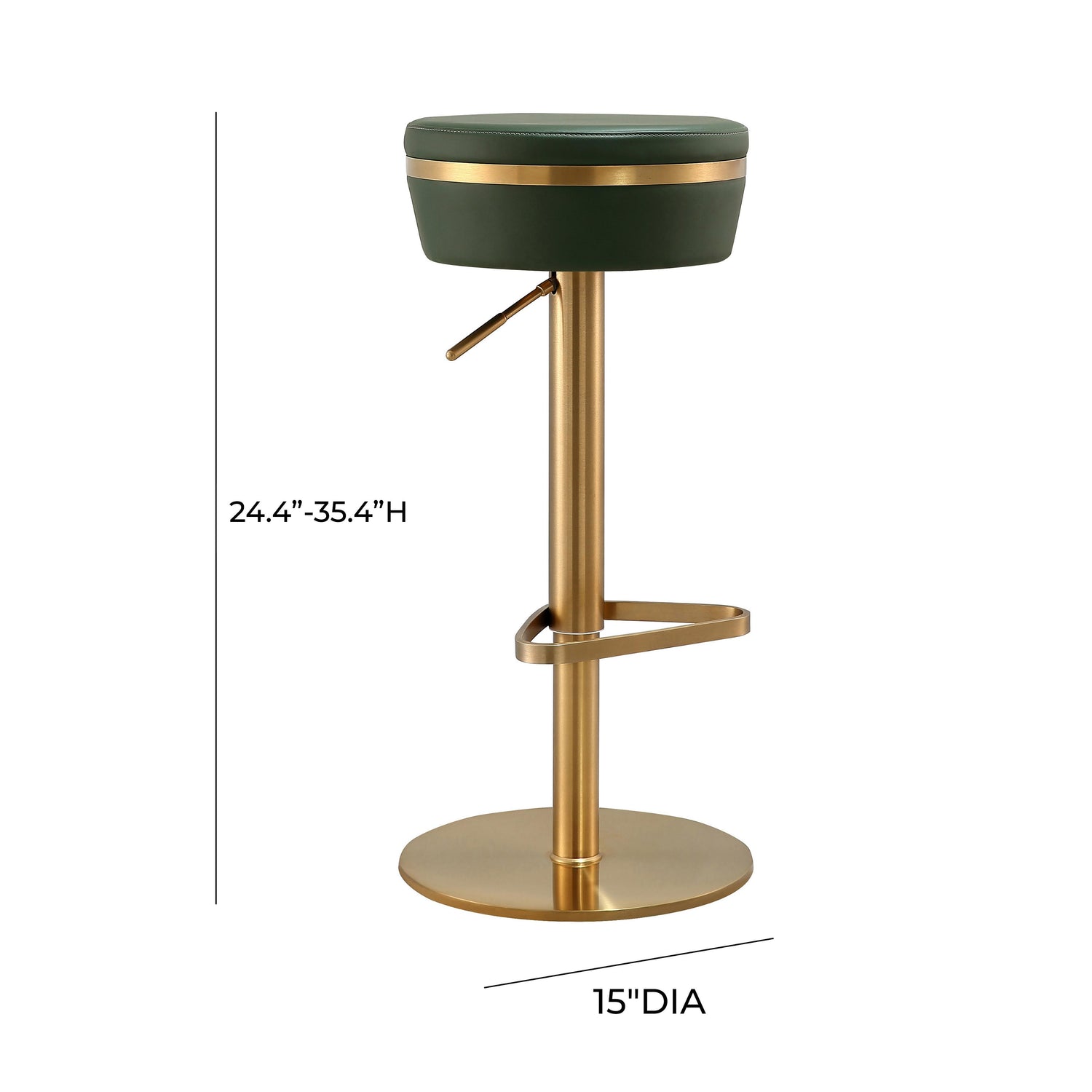 Astro Malachite Green Performance Vegan Leather and Gold  Adjustable Stool