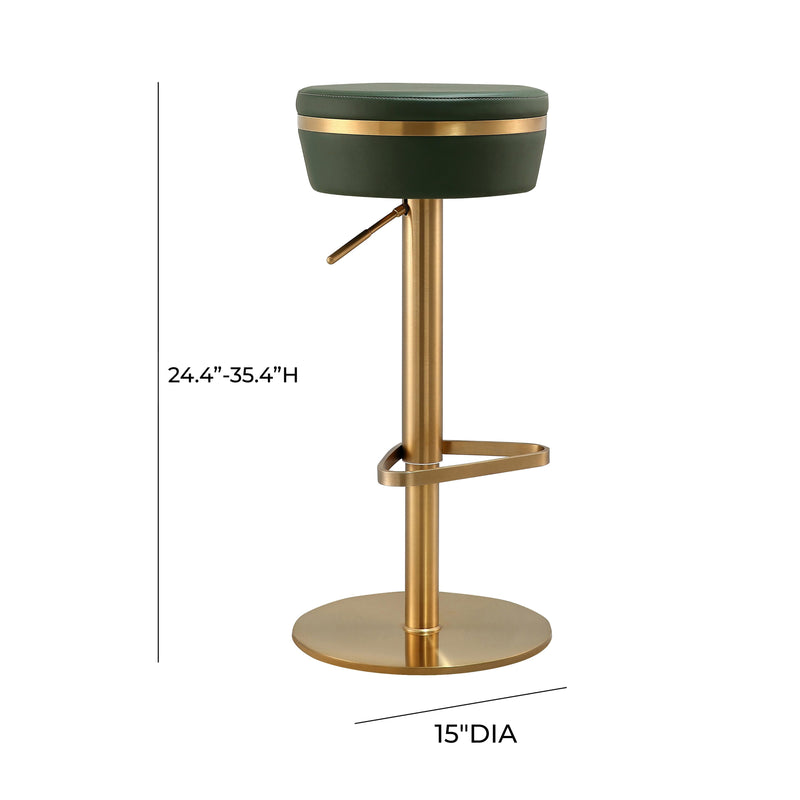 Astro Malachite Green Performance Vegan Leather and Gold  Adjustable Stool