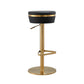Astro Black Performance Vegan Leather and Gold Adjustable Stool