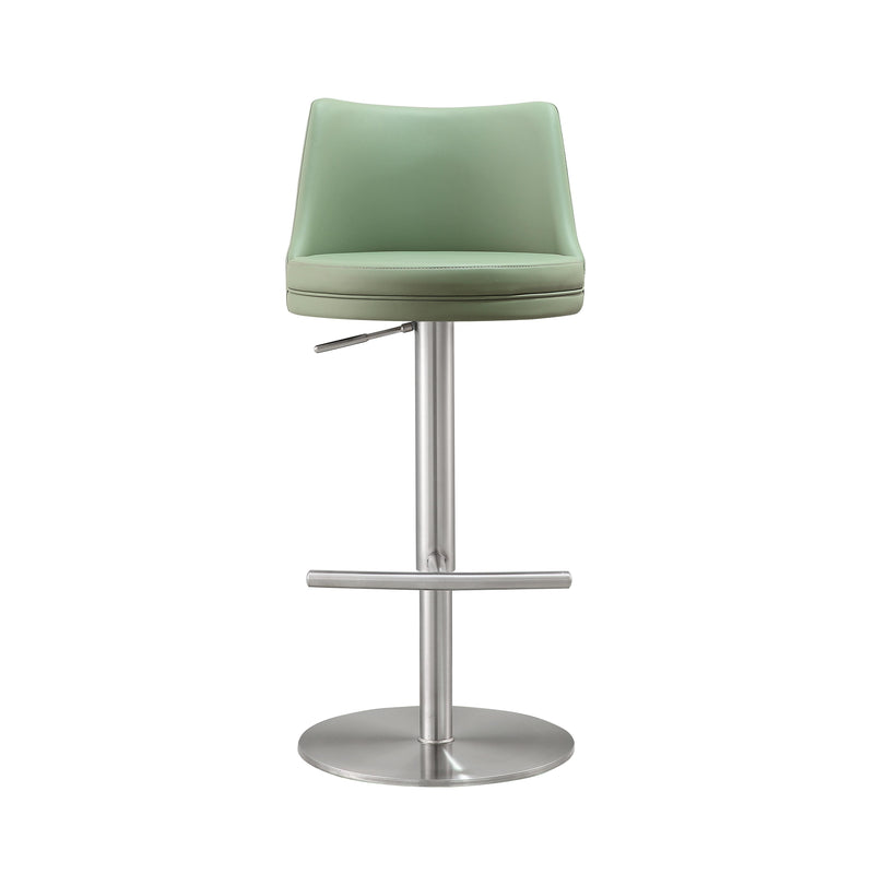 Reagan Sea Foam Green Performance Vegan Leather and Silver Adjustable Stool