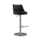 Reagan Black Performance Vegan Leather and Silver Adjustable Stool