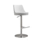 Reagan White Performance Vegan Leather and Silver Adjustable Stool