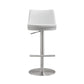 Reagan White Performance Vegan Leather and Silver Adjustable Stool