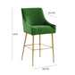 Beatrix Green Velvet Bar Stool - Gold Legs
