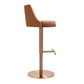 Reagan Cafe Au Lait Performance Vegan Leather and Houndstooth Adjustable Swivel Stool