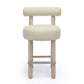 Carmel Cream Boucle and Solid Wood Counter Stool