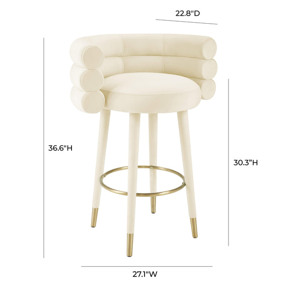 Betty Cream Velvet Barstool