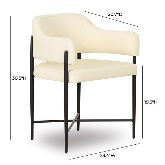 Sezanne Contract-Grade Vegan Leather Dining Chair - Cream