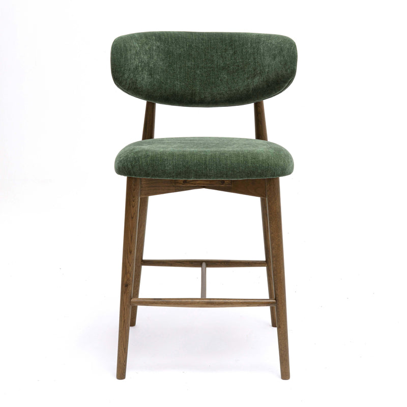 Zinea Forest Green Performance Textured Velvet Counter Stool