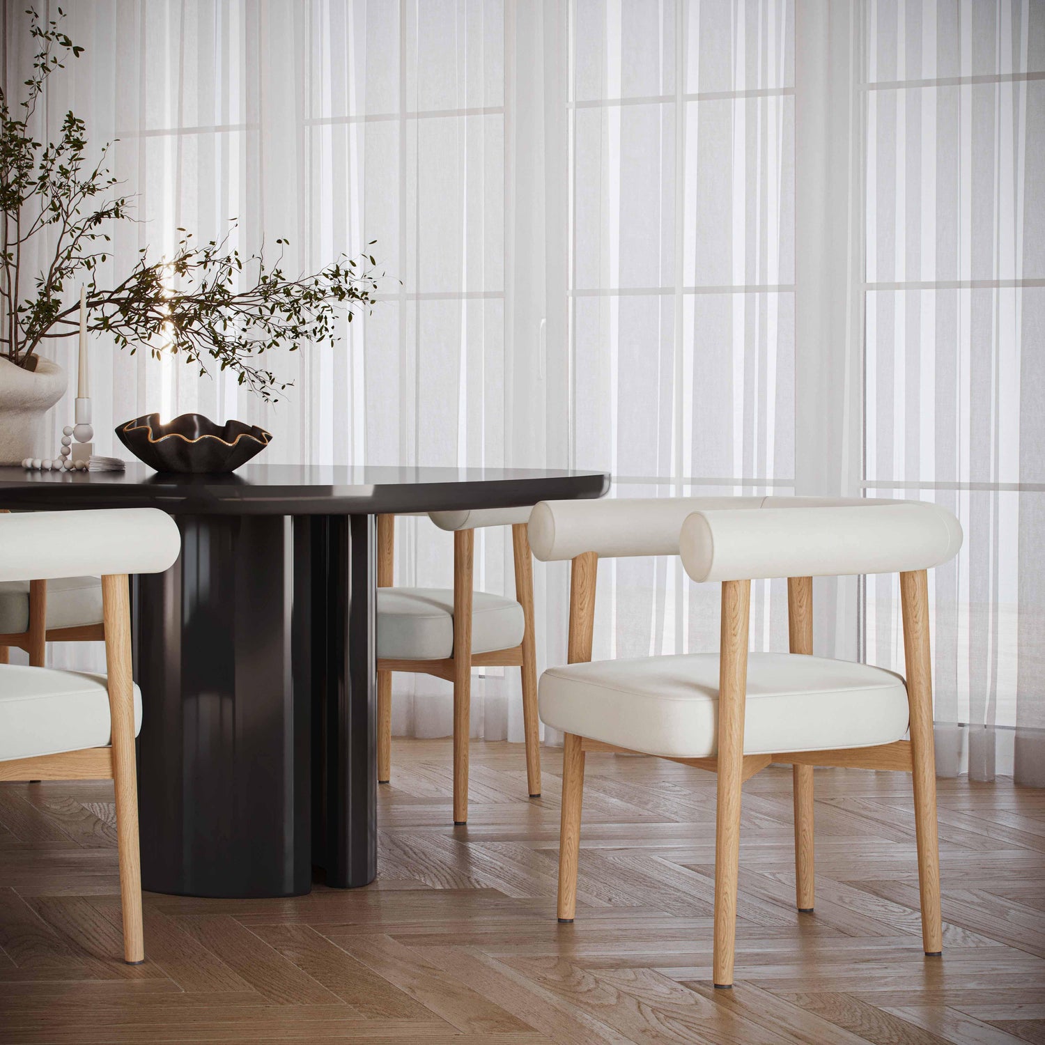 Spara White Vegan Leather Dining Chair