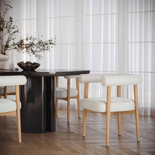 Spara White Vegan Leather Dining Chair