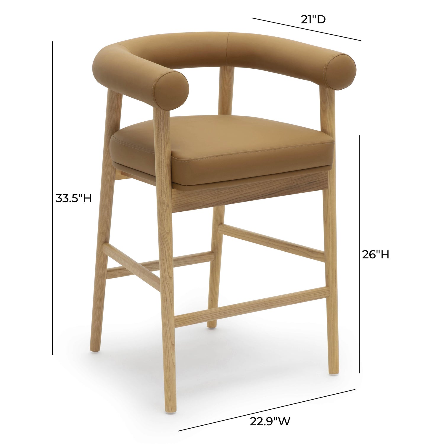 Spara Cognac Vegan Leather Counter Stool