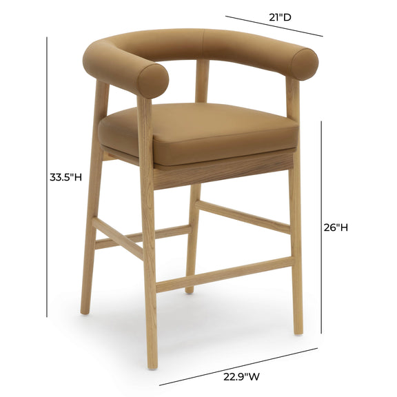 Spara Cognac Vegan Leather Counter Stool