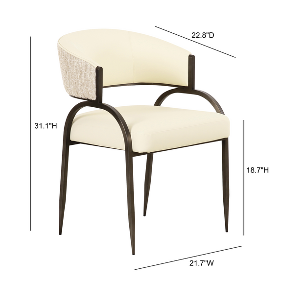 Tatum 2-Tone Performance Vegan Leather Dining Chair - Cream