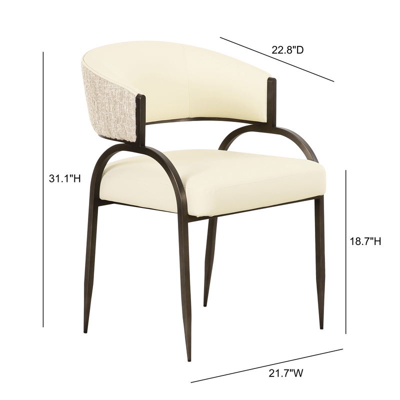 Tatum 2-Tone Performance Vegan Leather Dining Chair - Cream