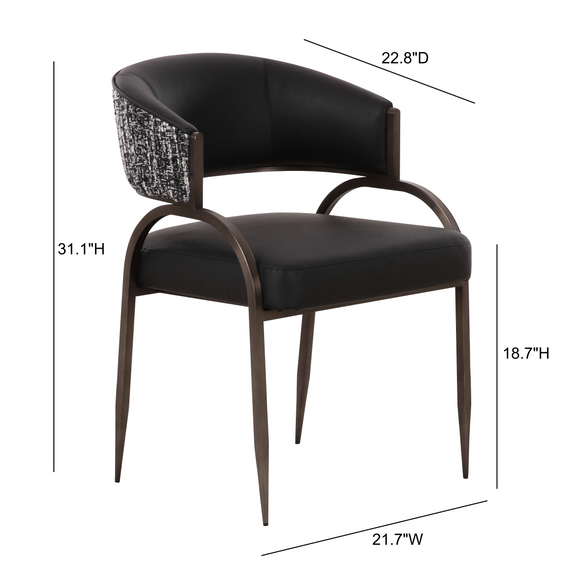 Tatum 2-Tone Performance Vegan Leather Dining Chair - Black