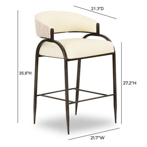 Tatum 2-Tone Performance Vegan Leather Counter Stool - Cream