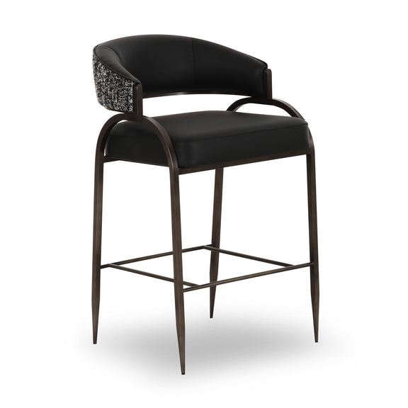 Tatum 2-Tone Performance Vegan Leather Counter Stool - Black