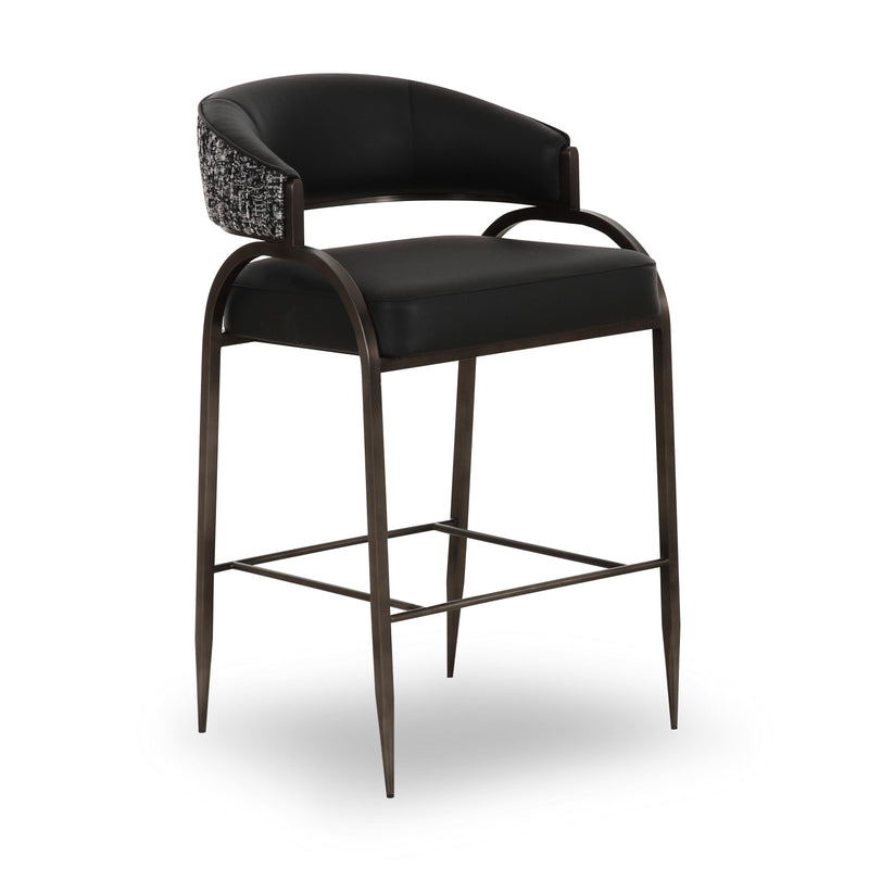 Tatum 2-Tone Performance Vegan Leather Counter Stool - Black