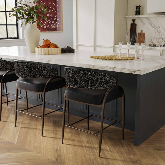 Tatum 2-Tone Performance Vegan Leather Counter Stool - Black
