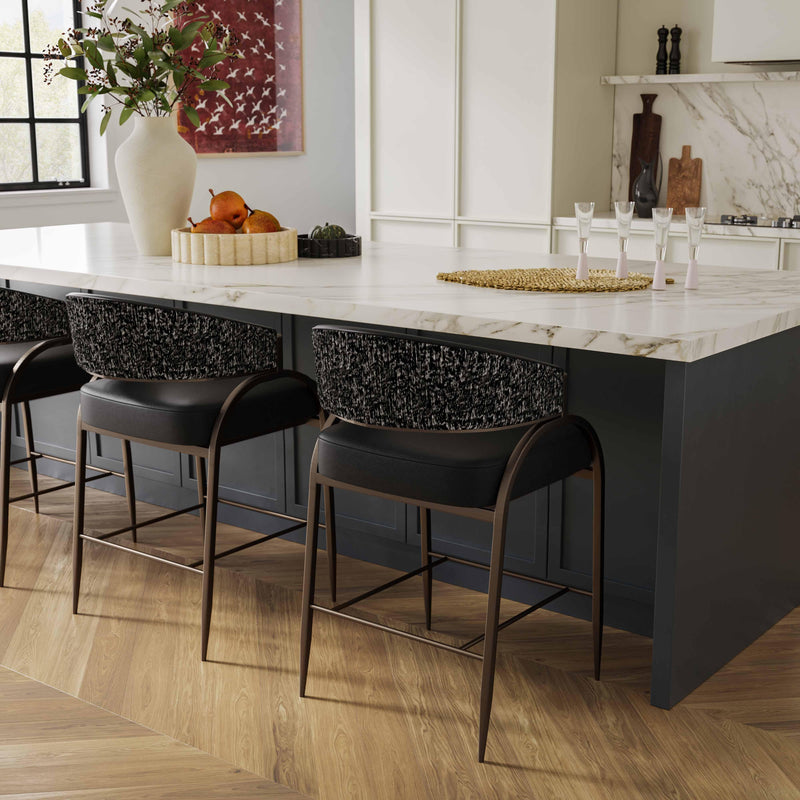 Tatum 2-Tone Performance Vegan Leather Counter Stool - Black