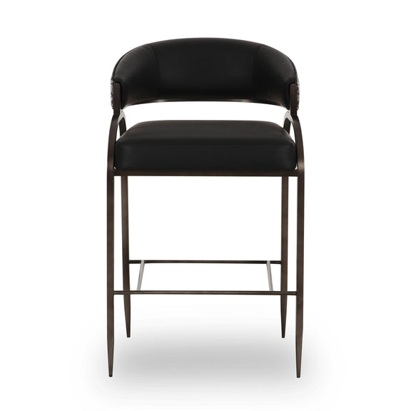 Tatum 2-Tone Performance Vegan Leather Counter Stool - Black