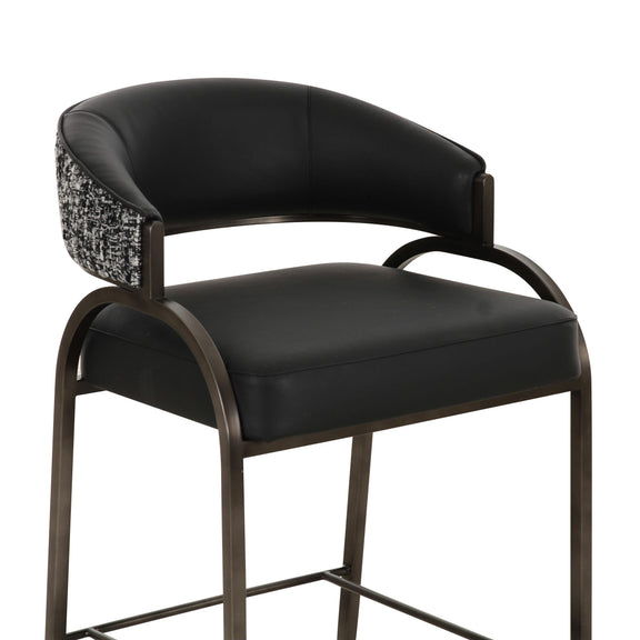 Tatum 2-Tone Performance Vegan Leather Counter Stool - Black