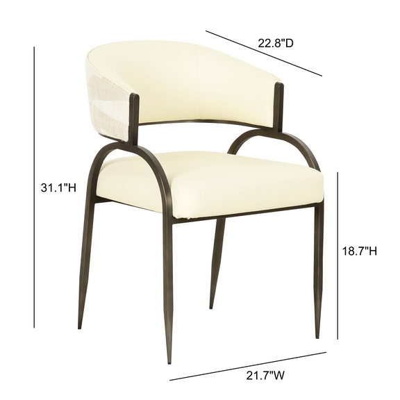 Tatum Cream 2-Tone Performance Vegan Leather and Jacquard Dining Chair
