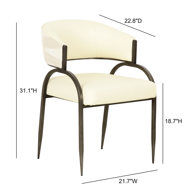 Tatum Cream 2-Tone Performance Vegan Leather and Jacquard Dining Chair