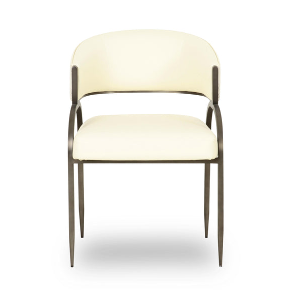 Tatum Cream 2-Tone Performance Vegan Leather and Jacquard Dining Chair