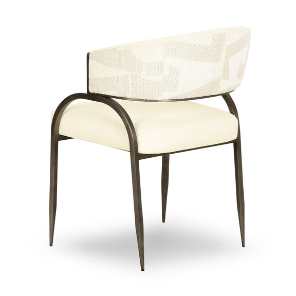 Tatum Cream 2-Tone Performance Vegan Leather and Jacquard Dining Chair