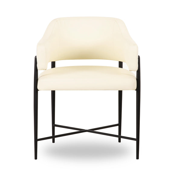 Sezanne Cream 2-Tone Performance Vegan Leather and Jacquard Dining Chair