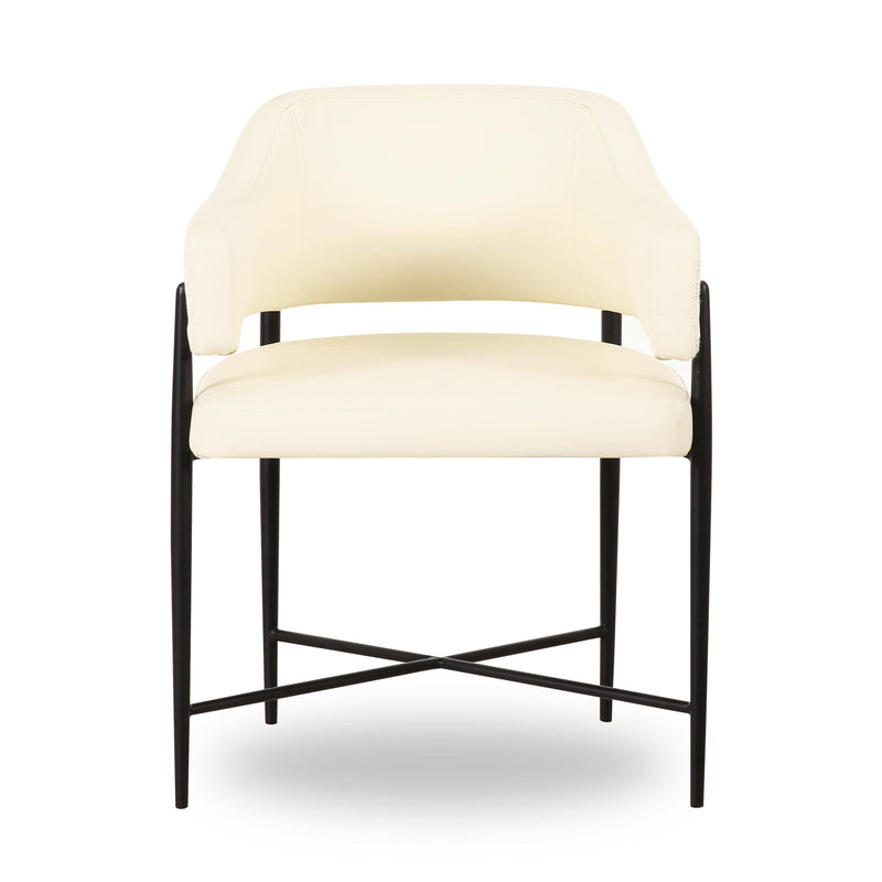 Sezanne Cream 2-Tone Performance Vegan Leather and Jacquard Dining Chair