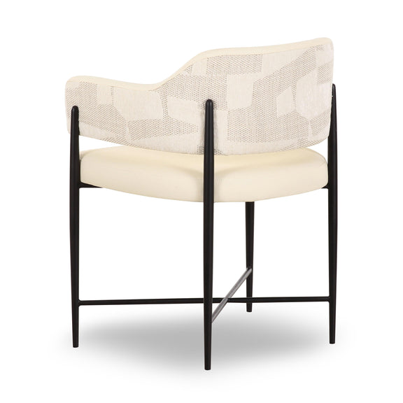 Sezanne Cream 2-Tone Performance Vegan Leather and Jacquard Dining Chair