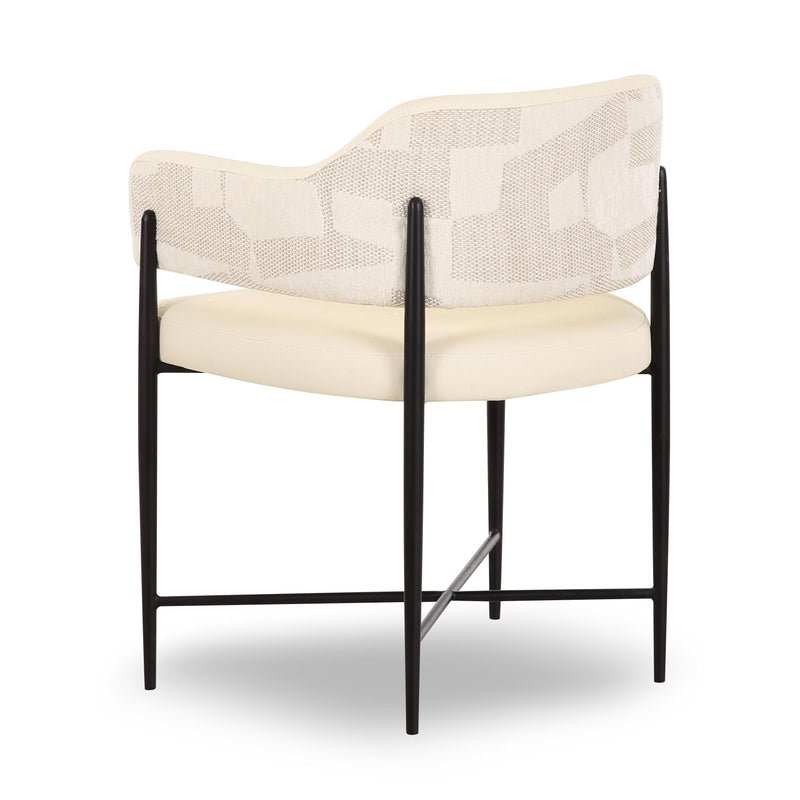 Sezanne Cream 2-Tone Performance Vegan Leather and Jacquard Dining Chair