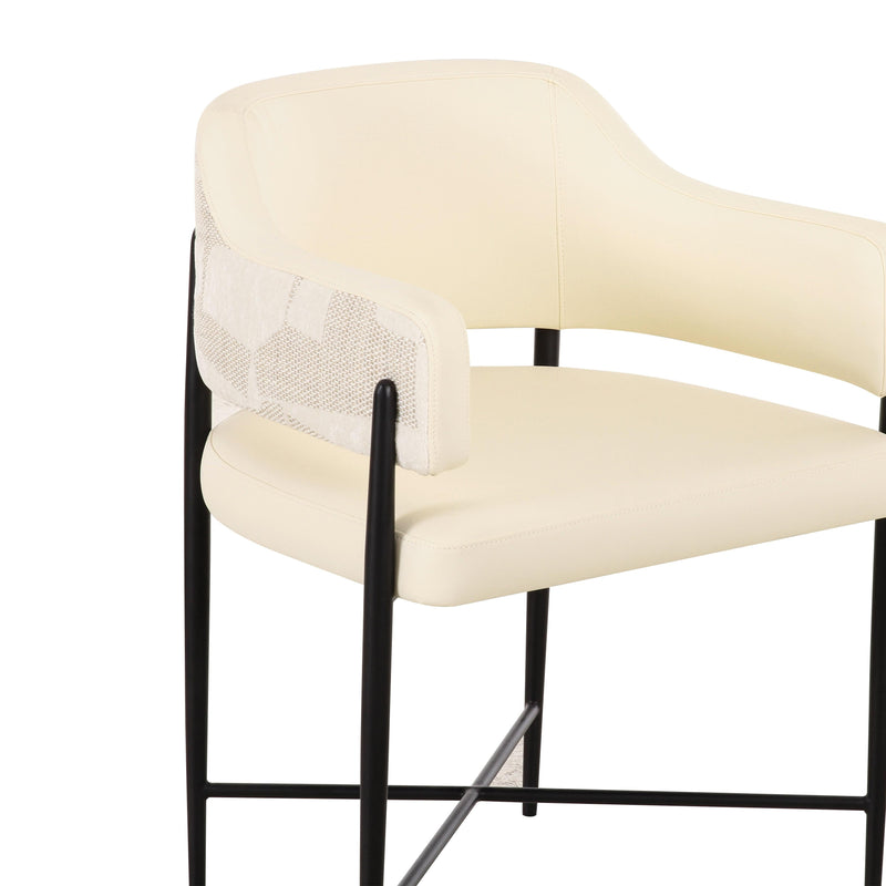 Sezanne Cream 2-Tone Performance Vegan Leather and Jacquard Dining Chair