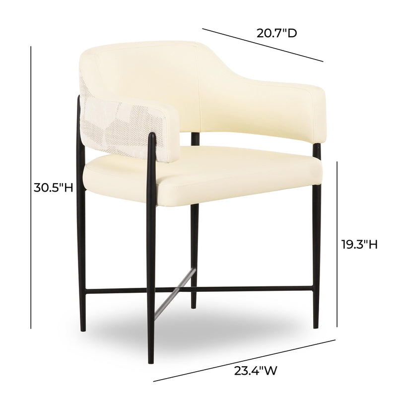 Sezanne Cream 2-Tone Performance Vegan Leather and Jacquard Dining Chair