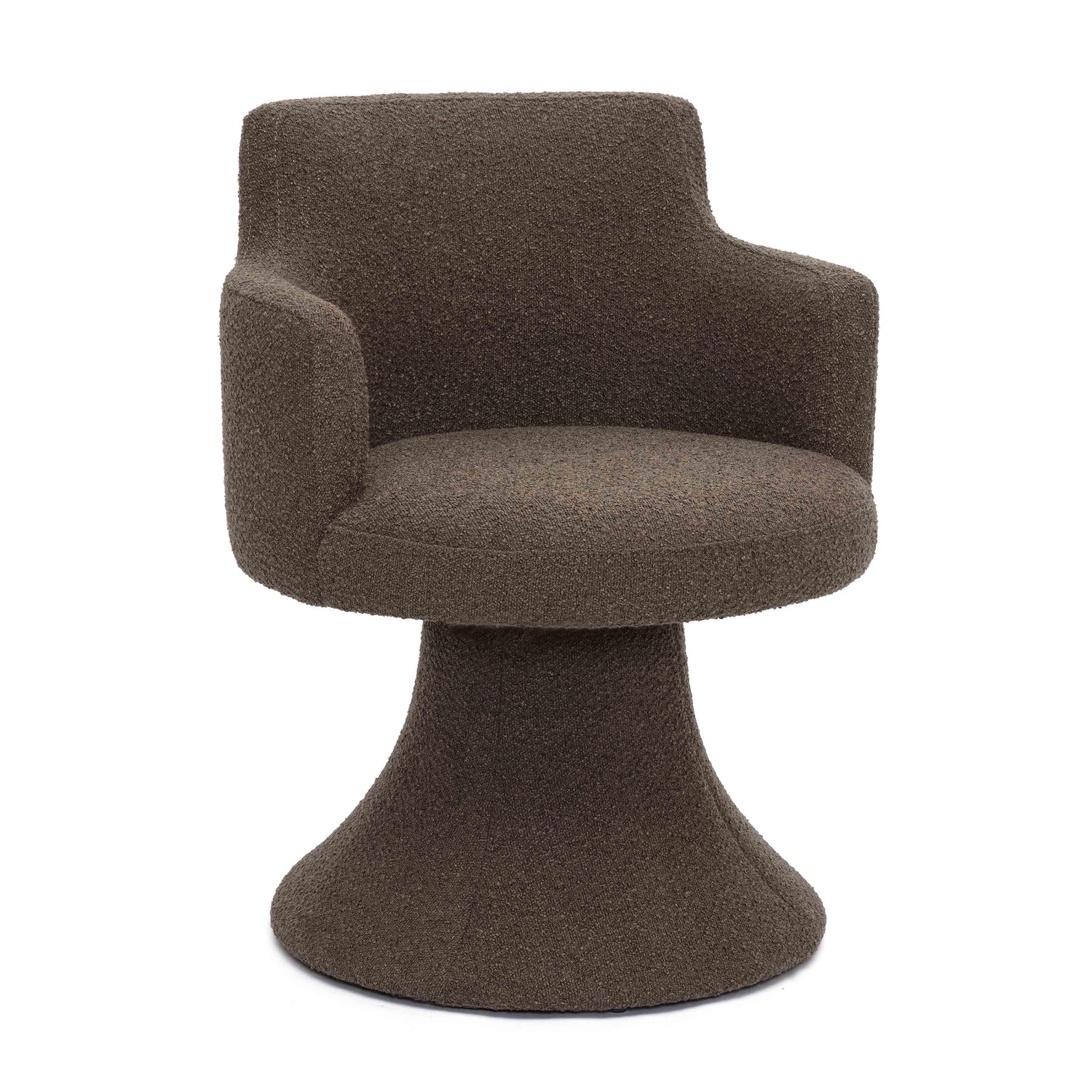 Jeffree Chocolate Brown Performance Boucle Swivel Dining Chair