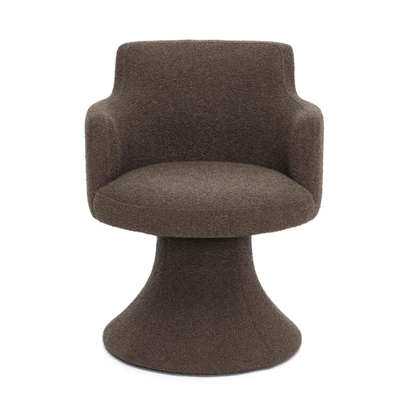 Jeffree Chocolate Brown Performance Boucle Swivel Dining Chair