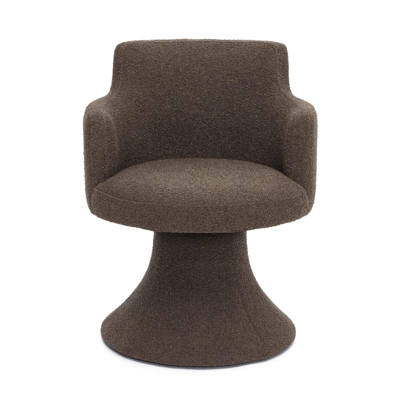 Jeffree Chocolate Brown Performance Boucle Swivel Dining Chair