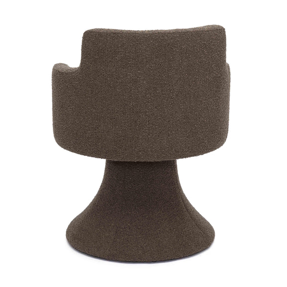 Jeffree Chocolate Brown Performance Boucle Swivel Dining Chair