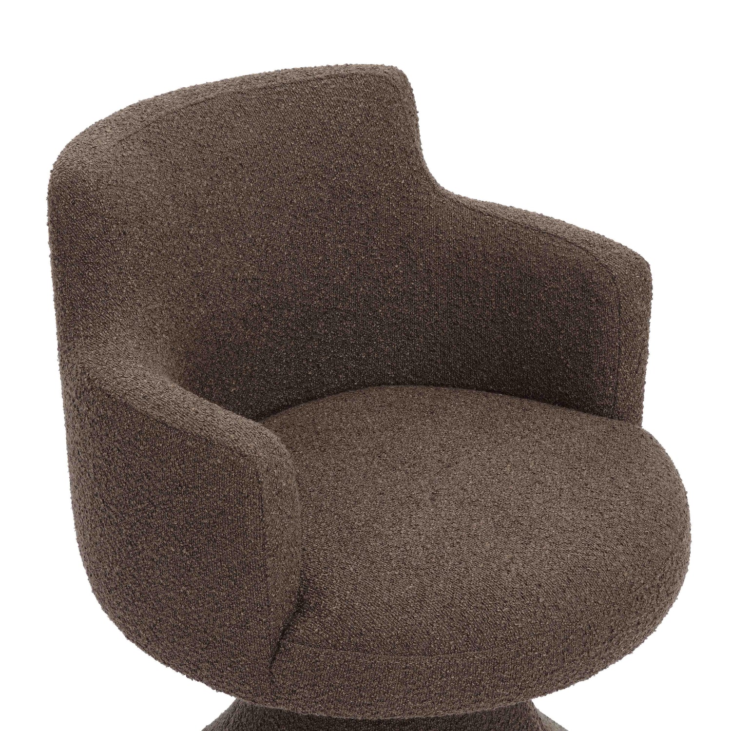 Jeffree Chocolate Brown Performance Boucle Swivel Dining Chair