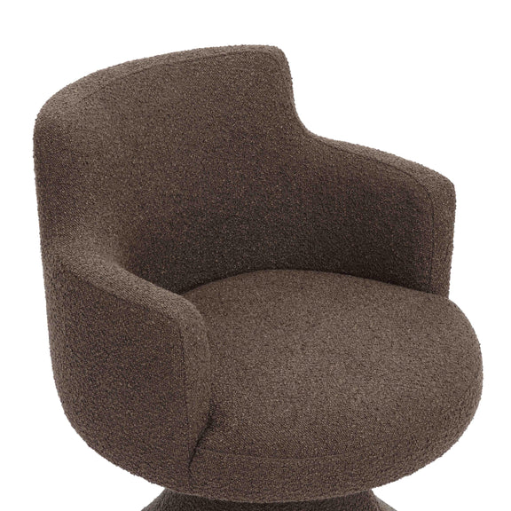 Jeffree Chocolate Brown Performance Boucle Swivel Dining Chair