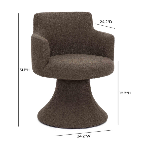 Jeffree Chocolate Brown Performance Boucle Swivel Dining Chair